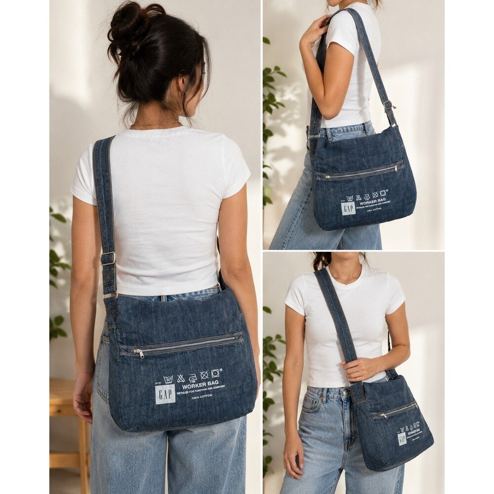 Vtg Gap Y2K Messenger Worker Denim Bag Crossbody Tote Utility Gorpcore School